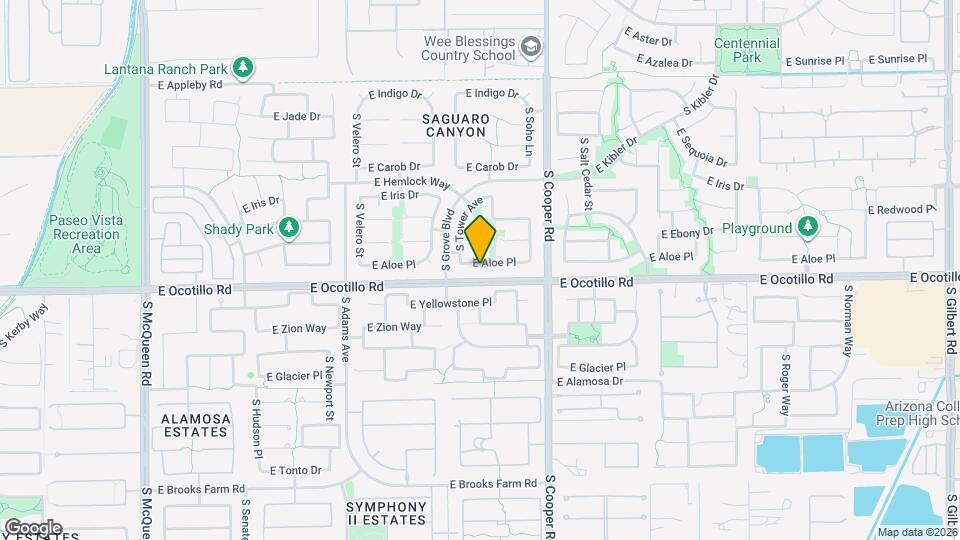 1845 E Aloe Pl Map and Location Details