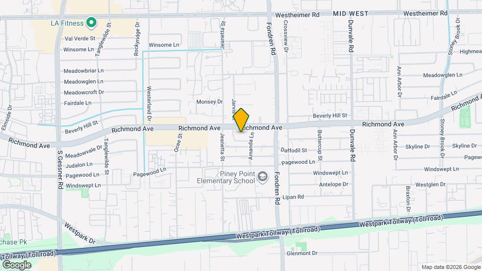 9009 Richmond Ave Map and Location Details