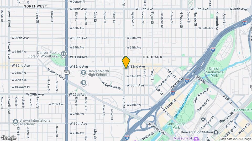 3134 Zuni St, Unit 2 Mapa y Detalles de la Ubicación