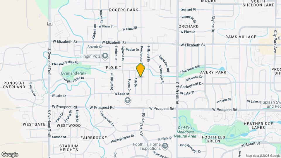 1121 Ponderosa Dr Map and Location Details