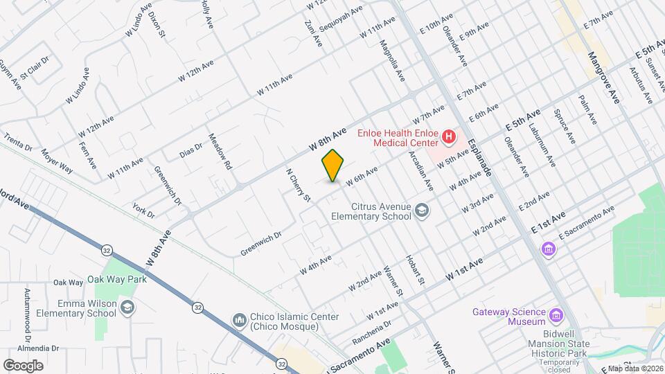 612 W 6th Ave Map and Location Details