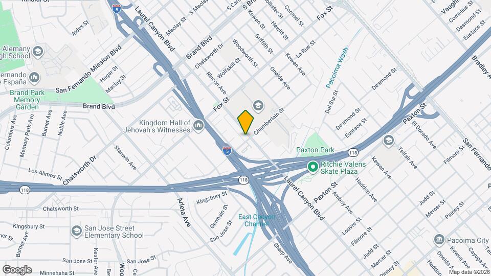 10951 Laurel Canyon Blvd Mapa y Detalles de la Ubicación
