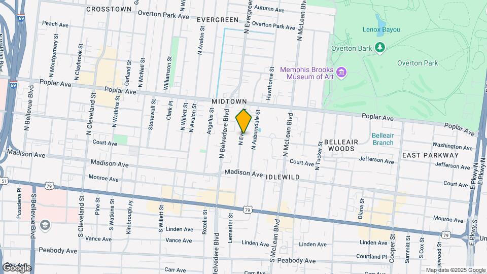 100 N Evergreen St Map and Location Details