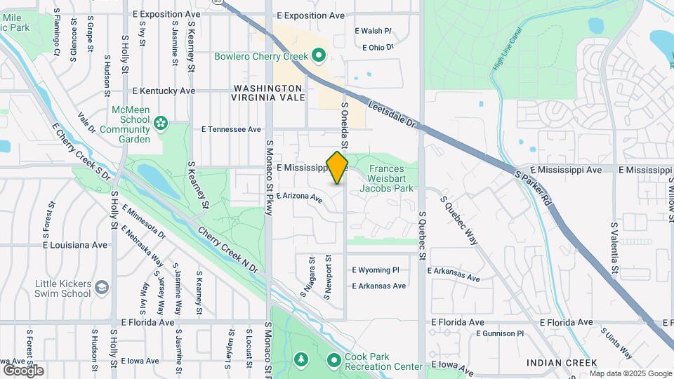 1135 S Oneida St, Unit F Map and Location Details