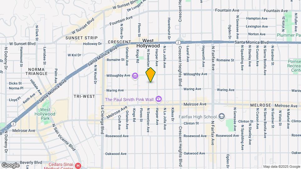 818 1/2 N Sweetzer Ave Map and Location Details
