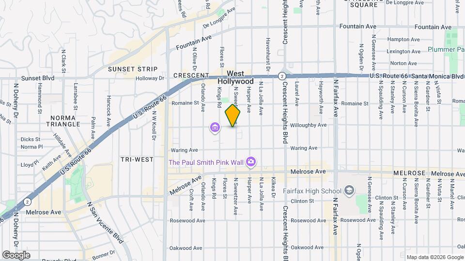 849 N Sweetzer Ave Map and Location Details