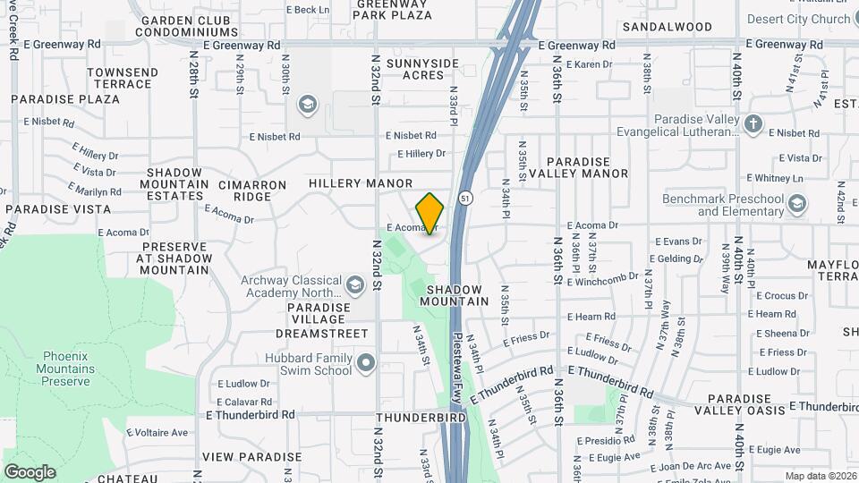 14428 N 33rd Pl, Unit V1 Map and Location Details