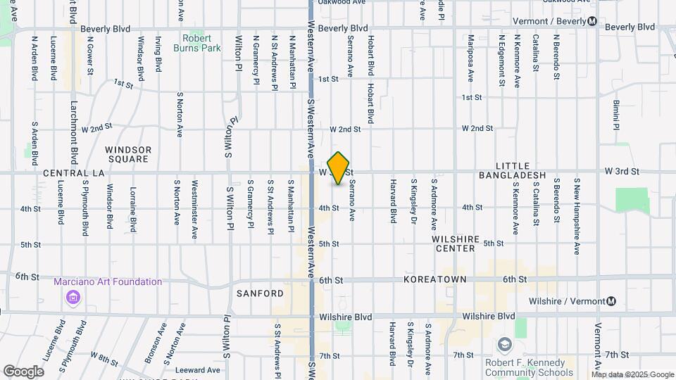 332 S Oxford Ave Map and Location Details