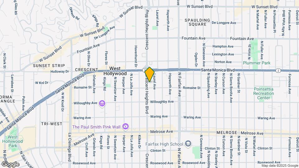 1010 N Crescent Heights Blvd Mapa y Detalles de la Ubicación