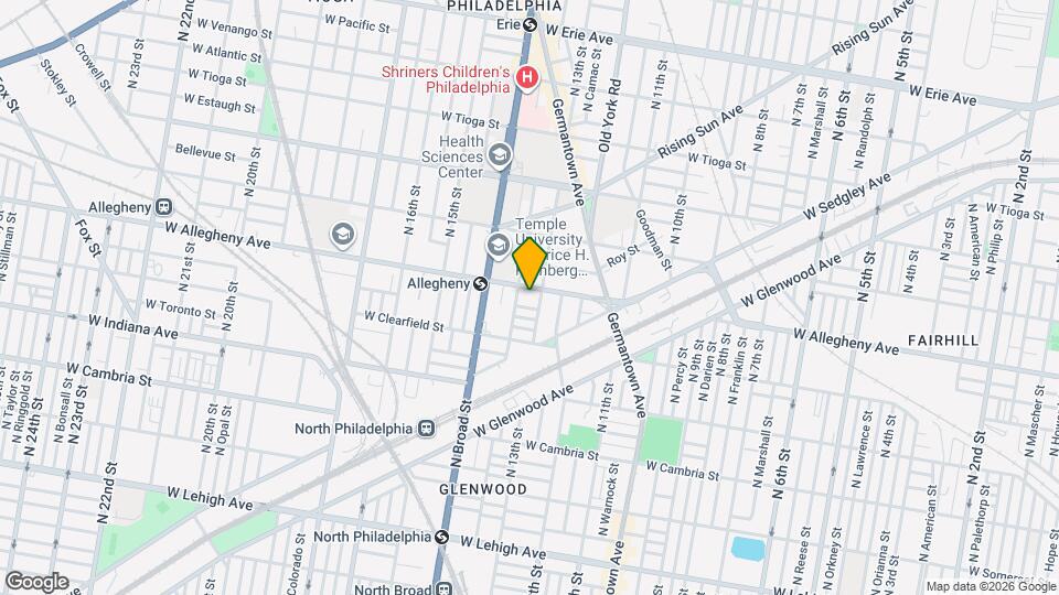 1306 W Allegheny Ave Mapa y Detalles de la Ubicación