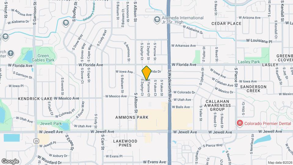 1627 S Yarrow Ct Map and Location Details