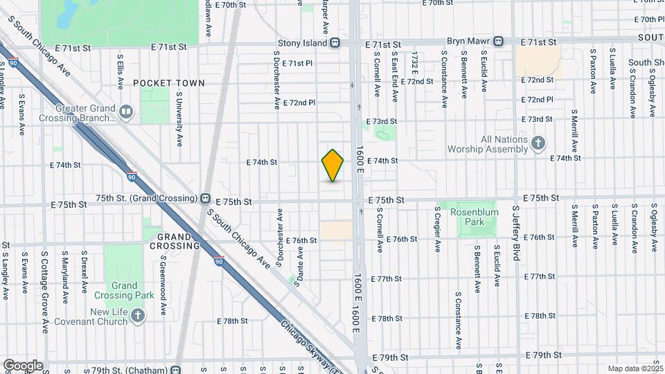 1523 E 74th Pl Map and Location Details