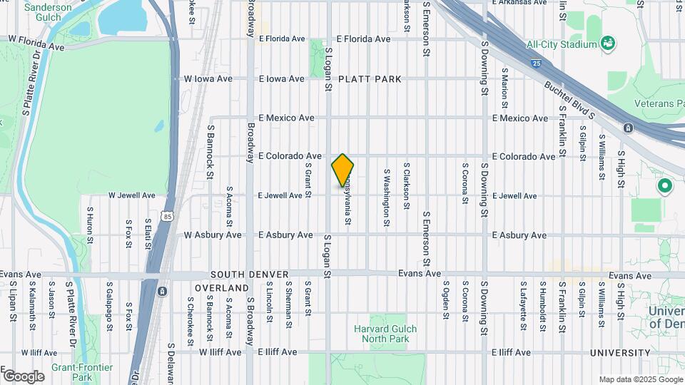 1891 S Pennsylvania St, Unit Basement S Penn Map and Location Details