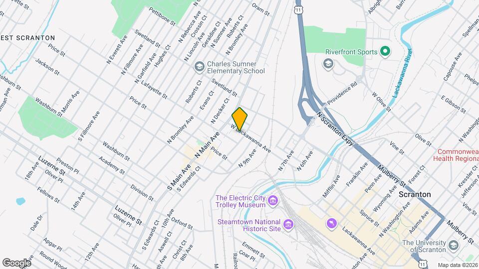 1009 W Lackawanna Ave Mapa y Detalles de la Ubicación