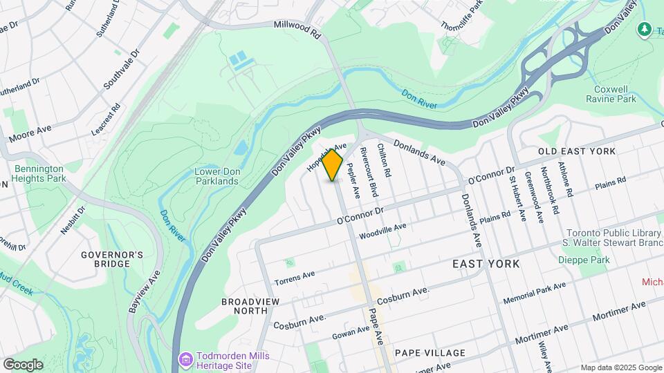 1344 Pape Ave Map and Location Details