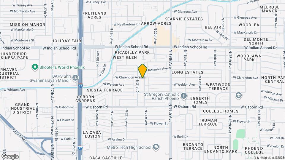 3640 N 21st Ave Map and Location Details