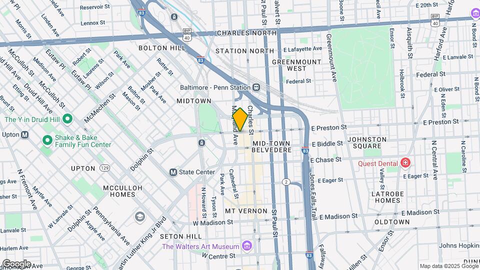 15 W Preston St Map and Location Details