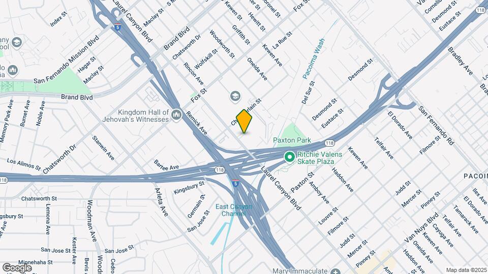10906 Laurel Canyon BLVD Map and Location Details