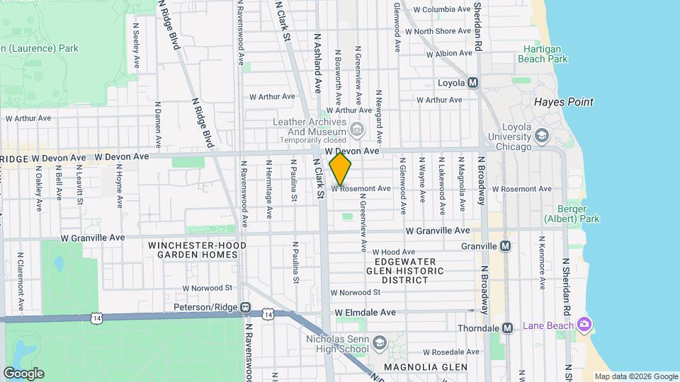 1555 W Rosemont Ave Mapa y Detalles de la Ubicación