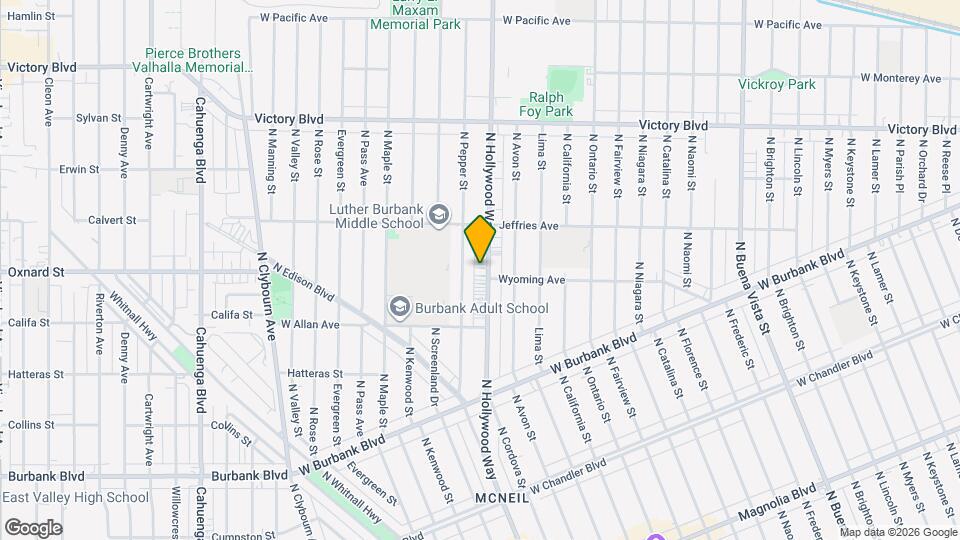 1717 N Hollywood Way, Unit Burbank Mapa y Detalles de la Ubicación