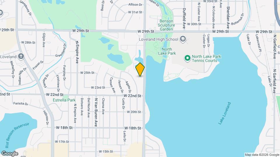 3-Bed, 2-Bath Duplex across from Lake Loveland! Map and Location Details