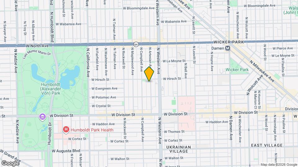 1346 N Artesian Ave, Unit #2 Mapa y Detalles de la Ubicación