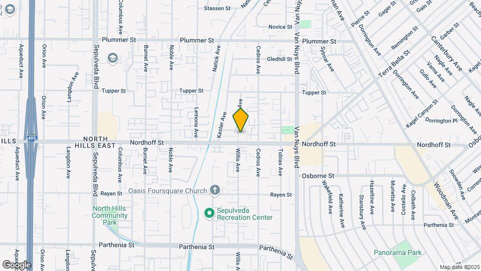 14801 Nordhoff St Map and Location Details