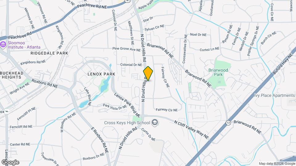 1490 N Druid Hills Rd NE Mapa y Detalles de la Ubicación