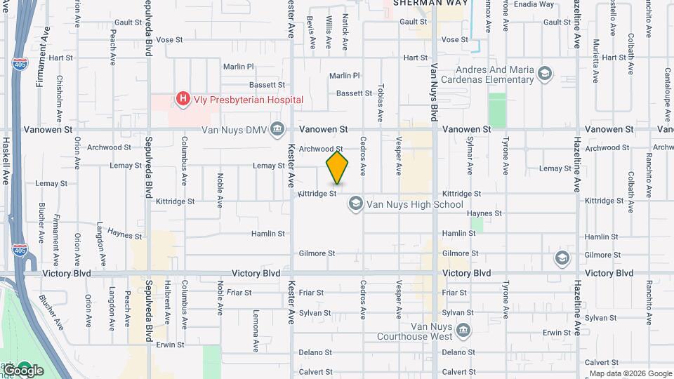 14747 Kittridge St Map and Location Details