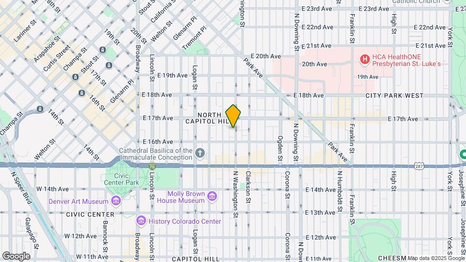 1641 N Washington St, Unit E Map and Location Details