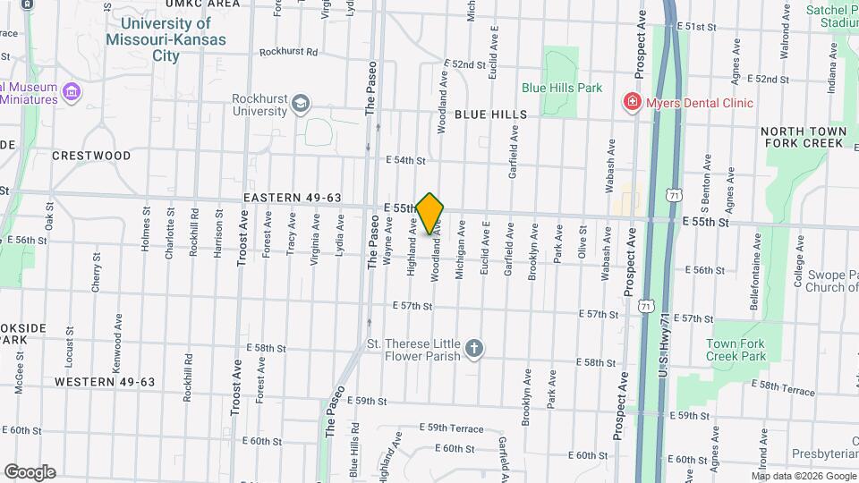 5524 Woodland Ave Map and Location Details