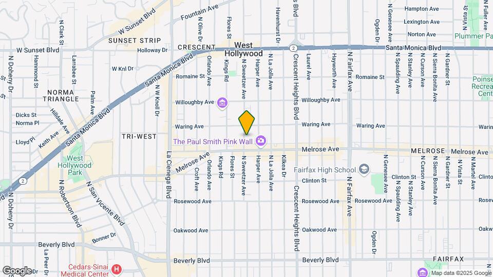 728 N Sweetzer Ave Map and Location Details