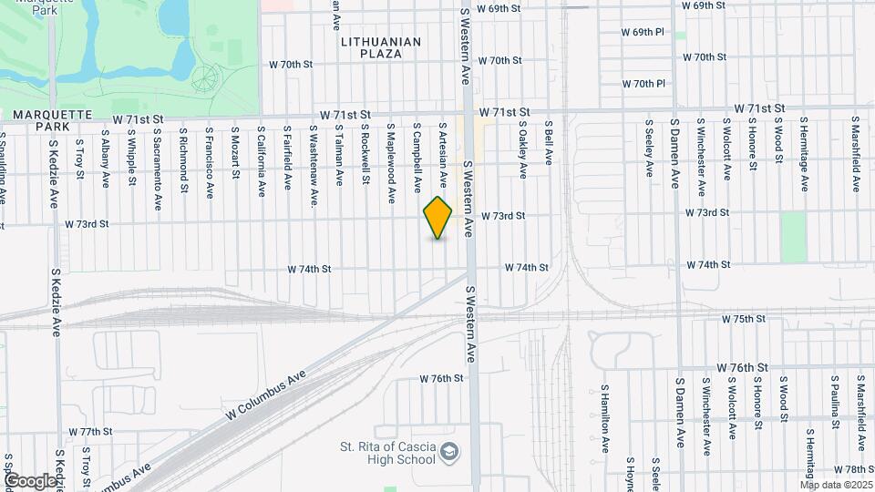 7332 S Artesian Ave Map and Location Details