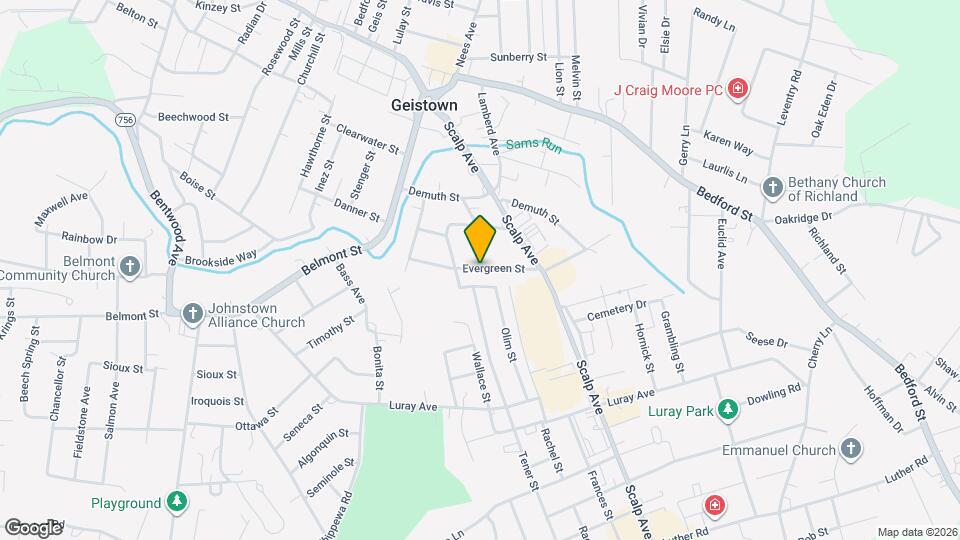 626 Evergreen St Map and Location Details