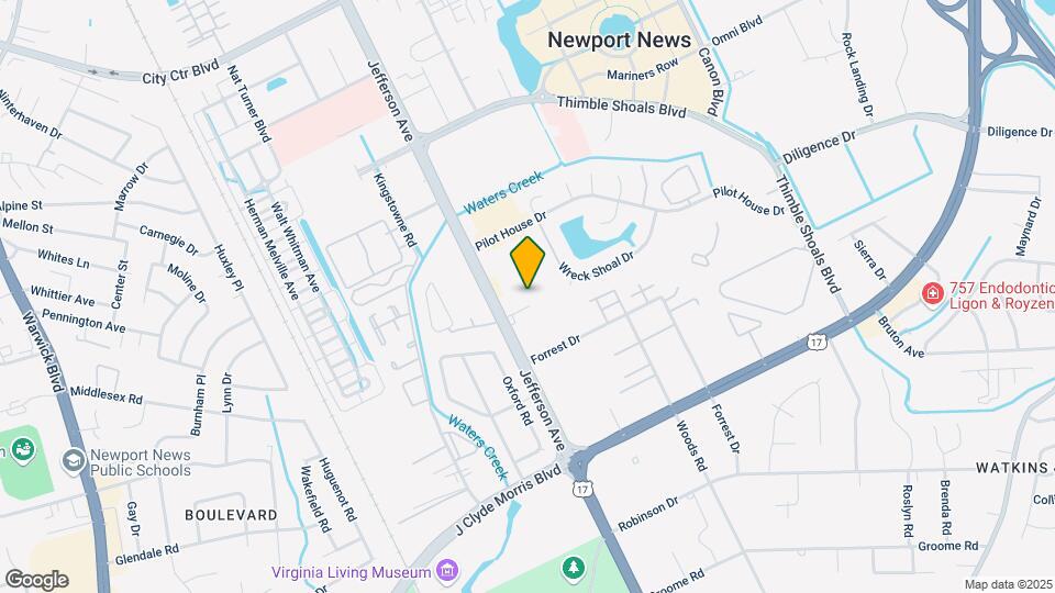 Furnished Studio-Newport News - Oyster Point Map and Location Details