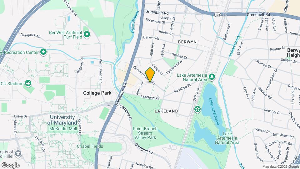 4835 Berwyn House Rd, Unit UMD College Park Condo Map and Location Details