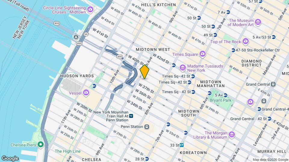 348 W 38th St Map and Location Details