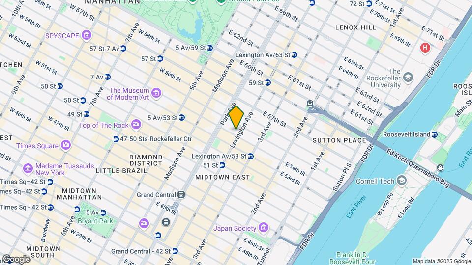 135 E 54th St, Unit Apt #16F Mapa y Detalles de la Ubicación