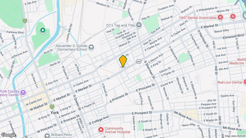 601 E Market St Map and Location Details