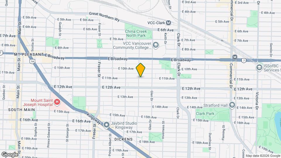 1000 E 11th Ave Map and Location Details