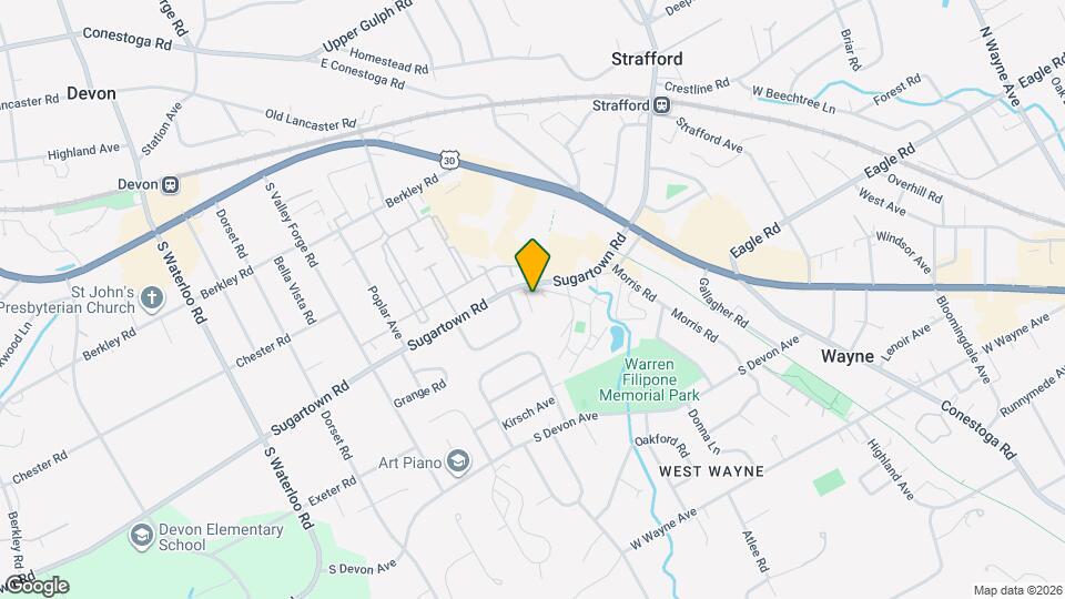 295 Sugartown Rd Mapa y Detalles de la Ubicación