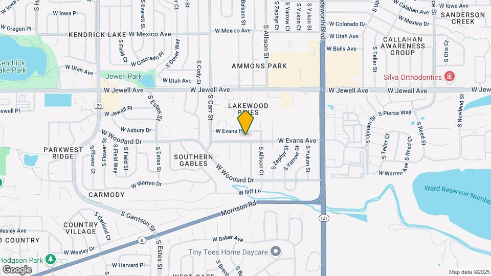 8151 W Evans Ave Map and Location Details