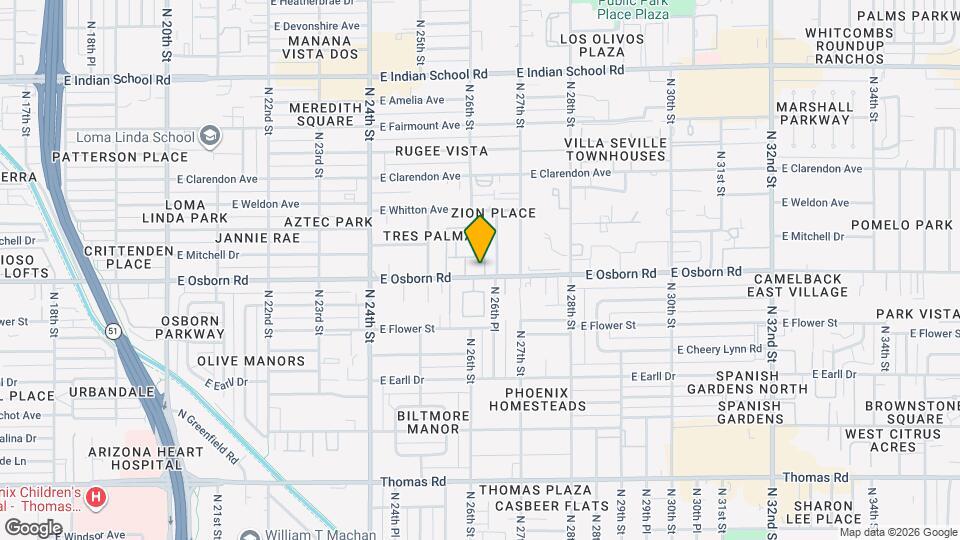 2614 E Osborn Rd Map and Location Details