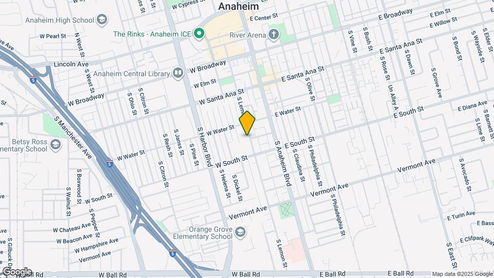 629 S Lemon St Map and Location Details