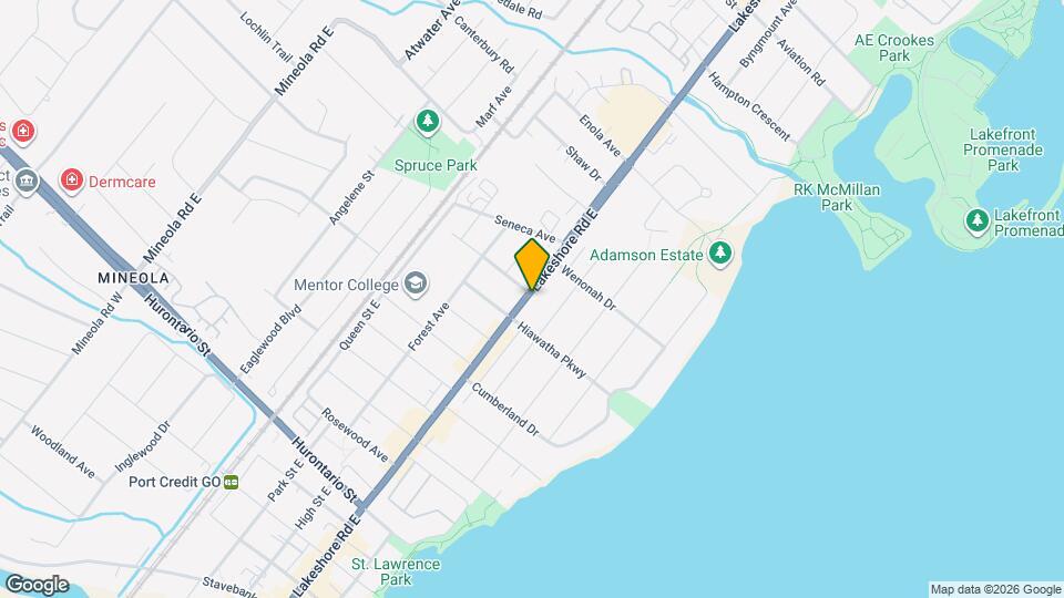 297 Lakeshore Rd E Map and Location Details