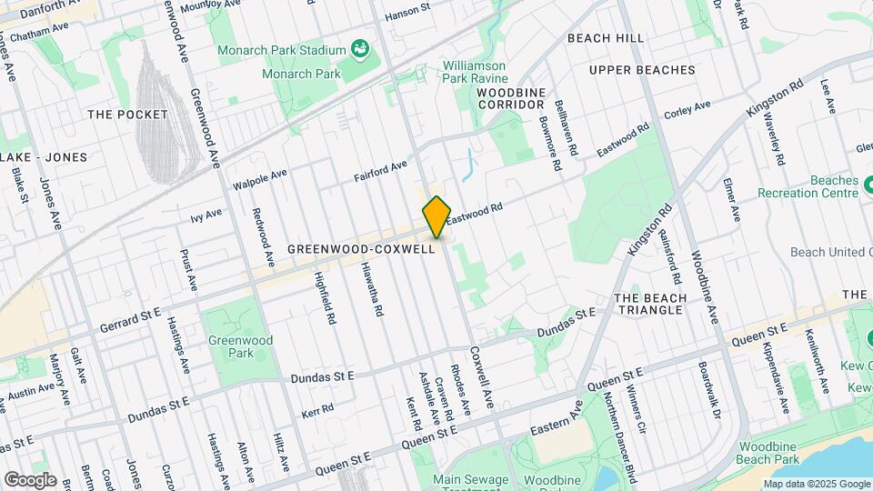 234 Coxwell Ave Map and Location Details