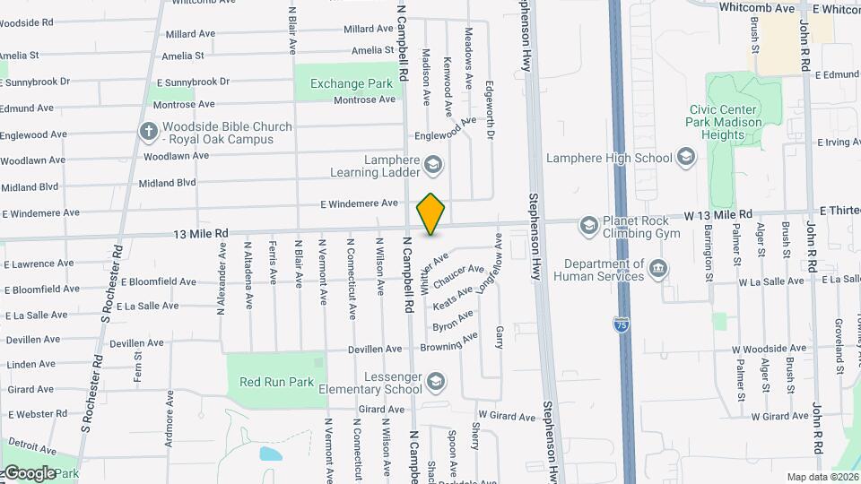 1851 W 13 Mile Rd Map and Location Details