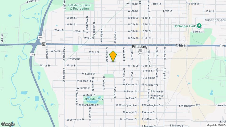 404 W 1st St Map and Location Details