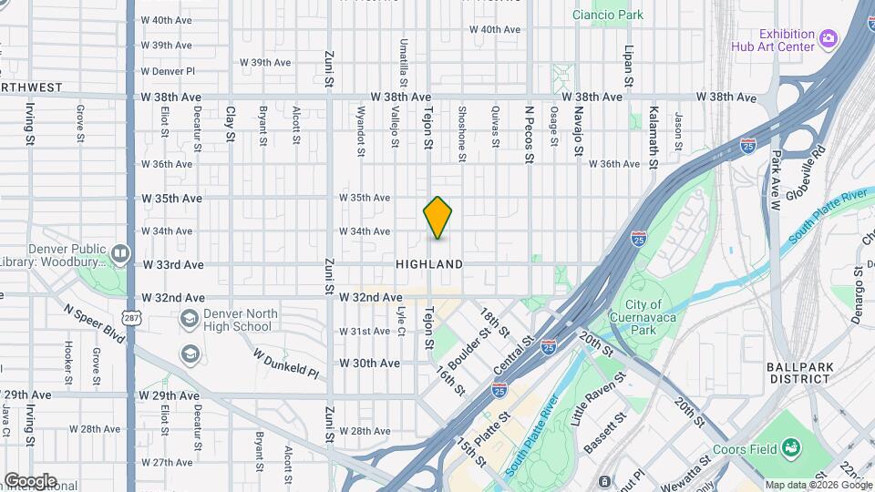 3336 Tejon St Map and Location Details