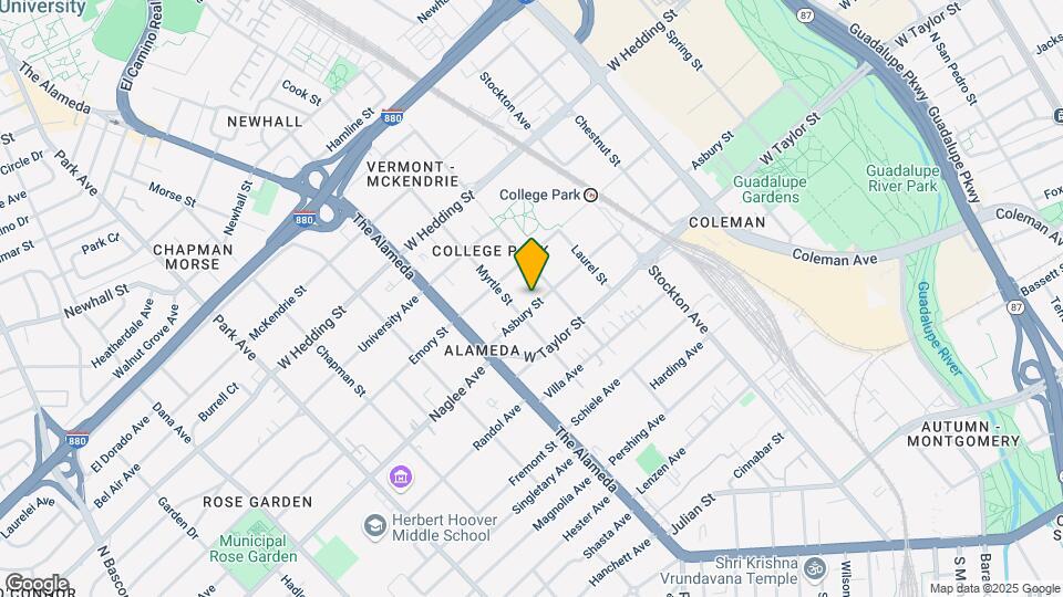 955 Asbury St Map and Location Details